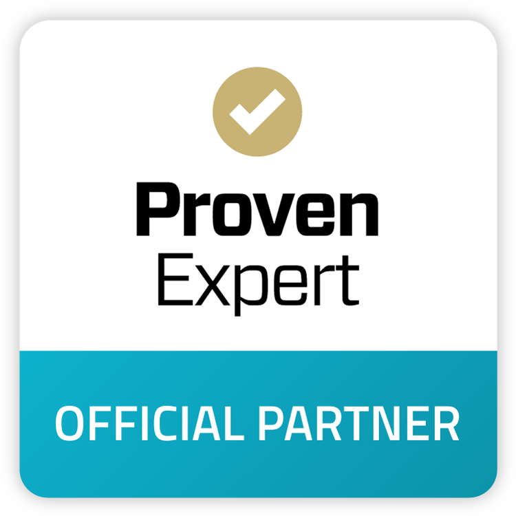 Proven Expert Logo mit dem Hinweis „Official Partner“ – offizieller Proven Expert Partner von komenci zur Stärkung von Vertrauen und Online-Reputation.